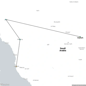 tourhub | Gray Line UAE & Oman | Saudi Arabia: Dreams Of Saudi Arabia - Escorted Tour in 3* Hotels | Tour Map