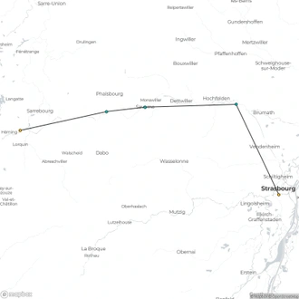 tourhub | CroisiEurope Cruises | Cruise on the Marne-Rhine Canal from Strasbourg to Lagarde (port-to-port cruise) | Tour Map