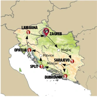 tourhub | Europamundo | Croatia, Bosnia and Slovenia | Tour Map