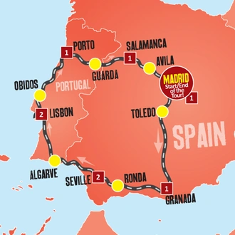 tourhub | Expat Explore Travel | Highlights Of Spain And Portugal | Tour Map