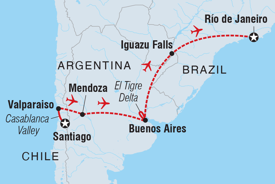 tourhub | Intrepid Travel | Premium Chile, Argentina & Brazil | Tour Map