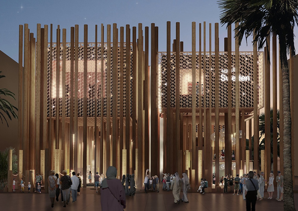 Svenska Paviljongen "The Forest" vid världsutställningen Expo2020 i Dubai.