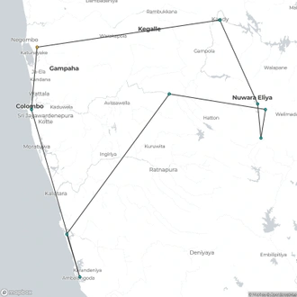 tourhub | Ran Lanka Tour Holidays (pvt) Ltd | SriLankan Family holidays 10 | Tour Map