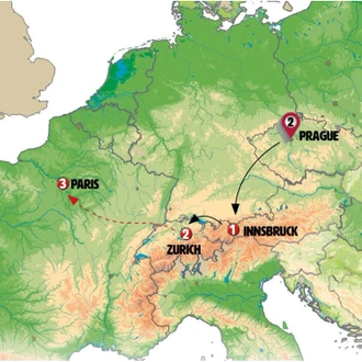 tourhub | Europamundo | From Prague to Zurich | Tour Map
