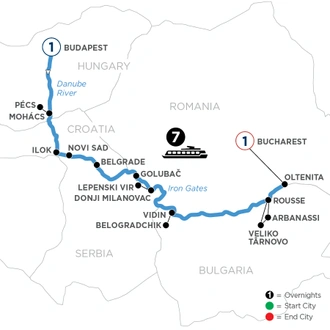 tourhub | Avalon Waterways | Balkan Discovery with 1 Night in Budapest (Envision) | Tour Map