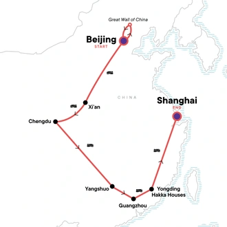 tourhub | G Adventures | China: Big Cities & Iconic Culture | Tour Map