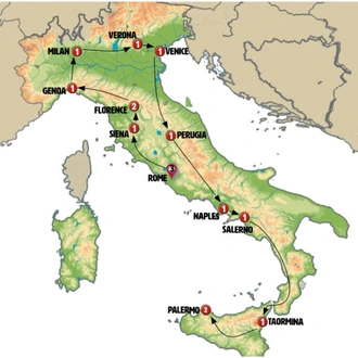 tourhub | Europamundo | Tutta Italia With Beautiful Campania and Sicily | Tour Map