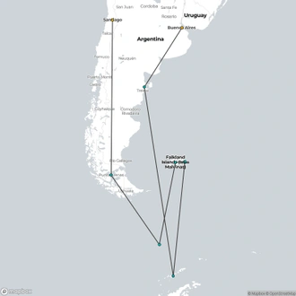 tourhub | HX Hurtigruten Expeditions | Antarctica & Falklands - From Punta Arenas to Buenos Aires | Tour Map