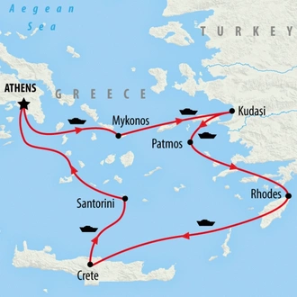 tourhub | On The Go Tours | Athens & Aegean Cruise - 7 days | Tour Map