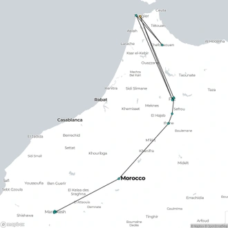 tourhub | Today Voyages | Imperial cities & blue pearl city from Tangier to Marrakesh XM24-05 | Tour Map