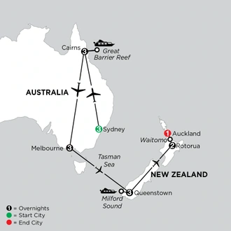 tourhub | Globus | Independent Australian & New Zealand Explorer | Tour Map
