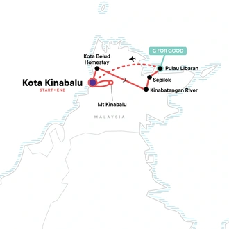 tourhub | G Adventures | Highlights of Sabah& MT Kinabalu | Tour Map