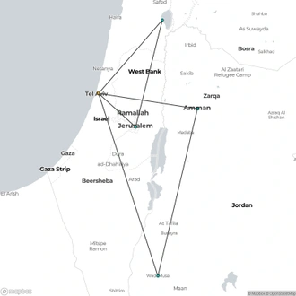 tourhub | Holiday Travel | 11 Days Highlights of Israel and Jordan (Multi country) | Tour Map