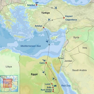 tourhub | Indus Travels | Magical Türkiye and Egypt | Tour Map
