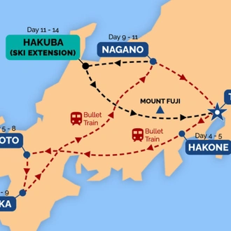 tourhub | One Life Adventures | Japan Winter Classic 11 Day Tour | Tour Map