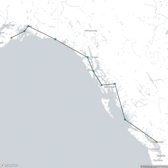 tourhub | HX Hurtigruten Expeditions | Alaska’s Inside Passage: Fjords of the Great Land | Tour Map