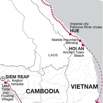 tourhub | Explore! | Inside Vietnam + Cambodia Highlights | Tour Map