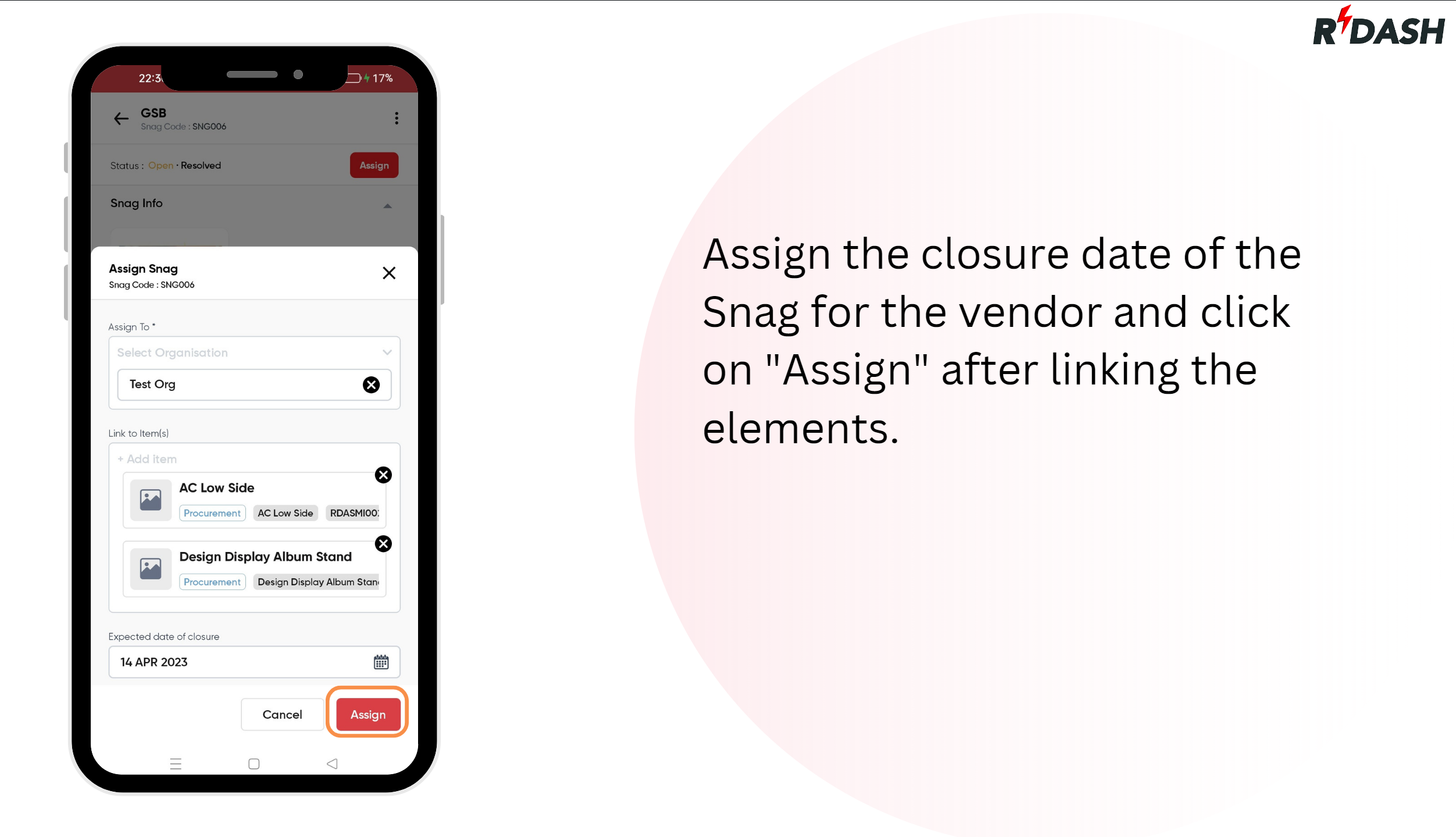Snag Mobile app