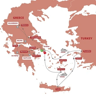 tourhub | Trafalgar | Best of Greece with 3-Day Aegean Cruise Premier | Tour Map