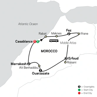 tourhub | Cosmos | Highlights of Morocco | Tour Map