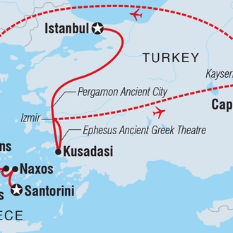 tourhub | Intrepid Travel | Premium Turkey & The Cyclades Islands | Tour Map