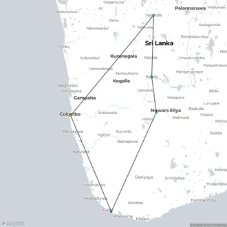 tourhub | Today Voyages | Blissful Sri Lanka - Free Upgrade to Private Tour Available | Tour Map