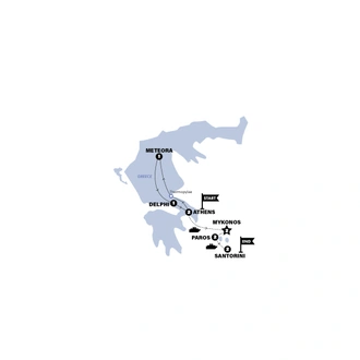 tourhub | Contiki | Highlights of Greece | 2025 | Tour Map