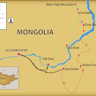 tourhub | SpiceRoads Cycling | Mongolian Steppe Adventure | Tour Map