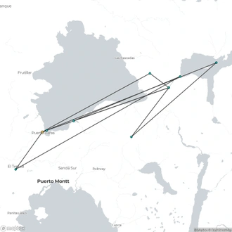 tourhub | Hi Travel Argentina | Puerto Varas, Lakes and Volcanoes (4 Days) | Tour Map