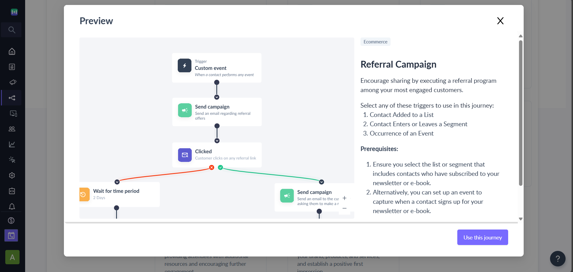 Send referral emails using journey