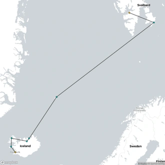 tourhub | HX Hurtigruten Expeditions | Iceland, Jan Mayen, Spitsbergen – Island Hopping in and around the Arctic (Northbound) | Tour Map