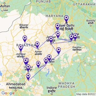 tourhub | UncleSam Holidays | Cultural North India Tour | Tour Map