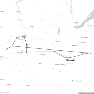 tourhub | Sundowners Overland | Wild Mongolia and Golden Eagle Festival | Tour Map