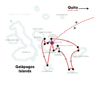 tourhub | G Adventures | Galápagos — Central, South & East Islands aboard the Yolita | Tour Map
