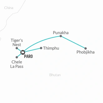 tourhub | Bamba Travel | Bhutan Happiness Kingdom 7D/6N | Tour Map