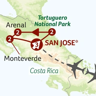 tourhub | Titan Travel | Natural Wonders of Costa Rica | Tour Map