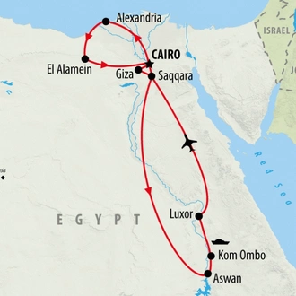 tourhub | On The Go Tours | Alexandria, Ancient Egypt & Nile Cruising - 13 days | Tour Map