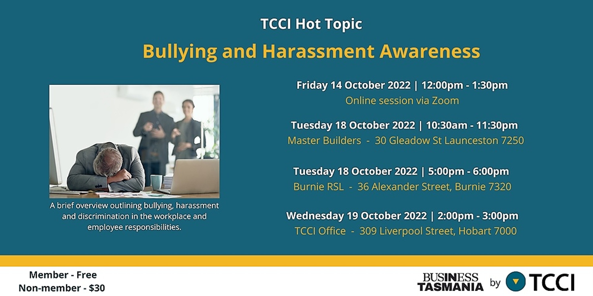 TCCI Hot Topic - Bullying and Harassment (Online)