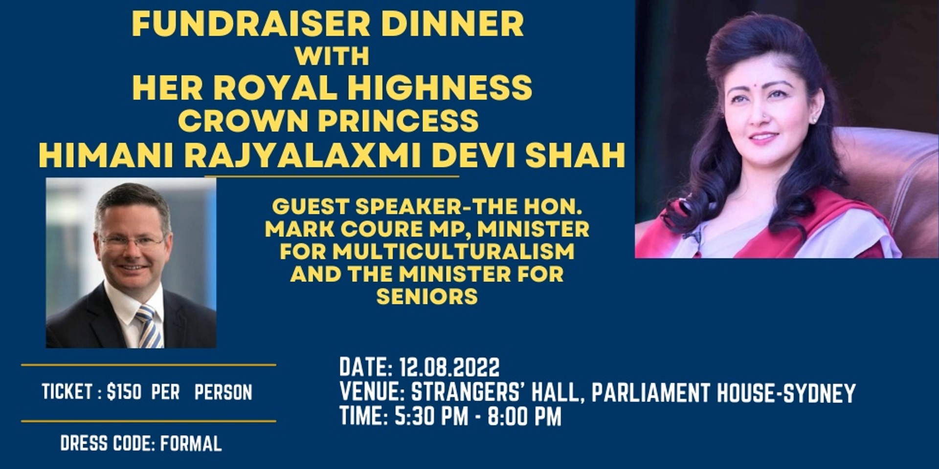 Fundraiser Dinner with Her Royal Highness Crown Princess Himani Rajyalaxmi Devi Shah
