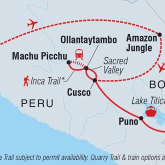 tourhub | Intrepid Travel | Real Peru to Bolivia | Tour Map