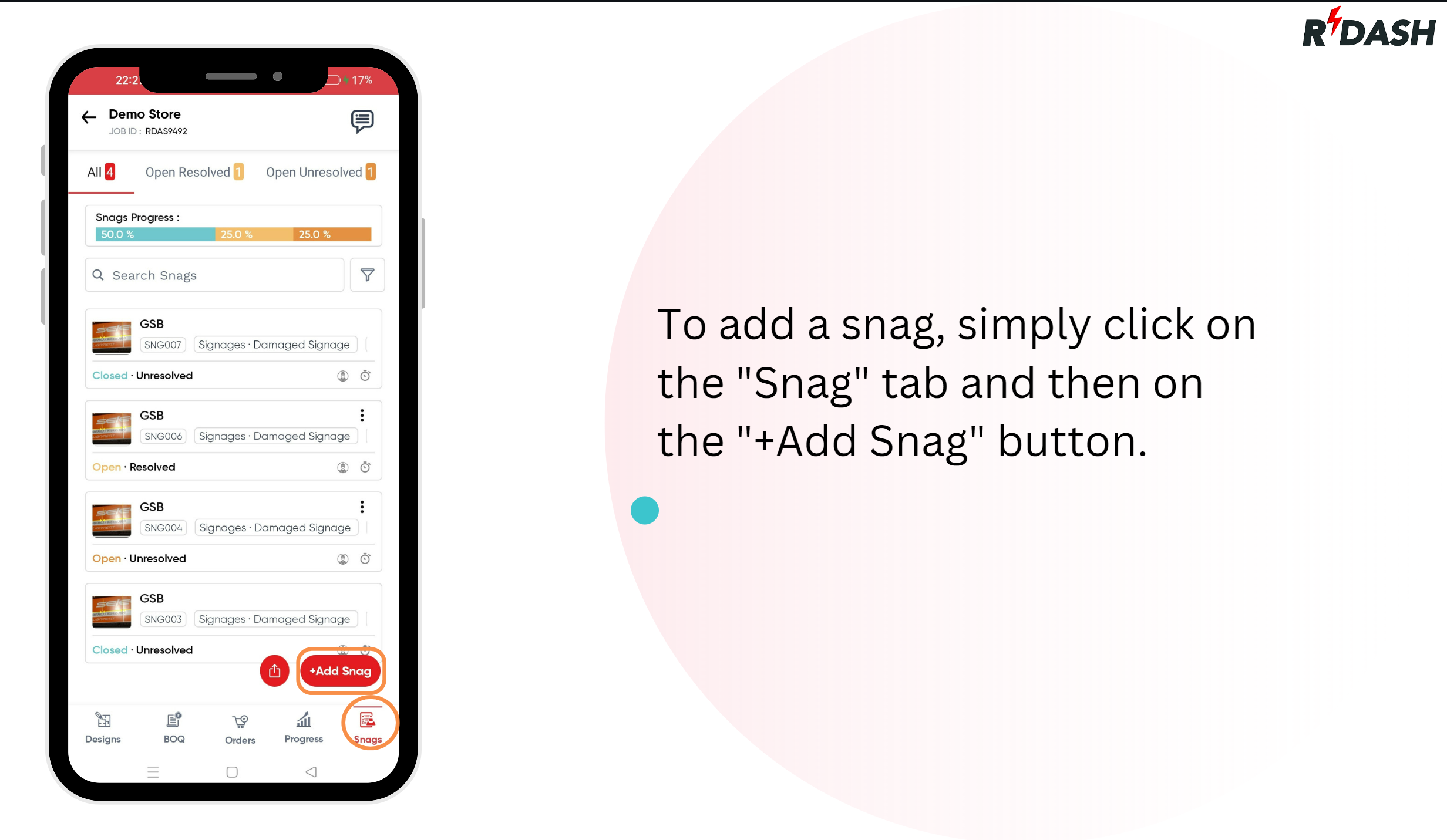 Snag Mobile app