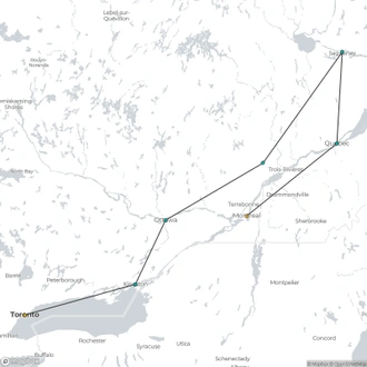 tourhub | Today Voyages | Quebec & Ontario 12 nights SUP | Tour Map