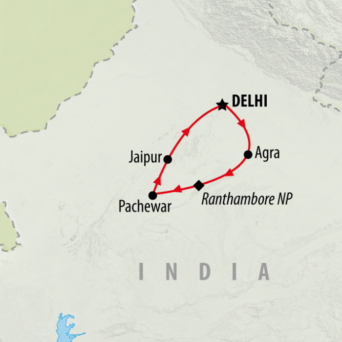 tourhub | On The Go Tours | North India Family Adventure - 10 Days | Tour Map