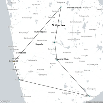 tourhub | Aitken Spence Travels | The Pick of Sri Lanka - Free Upgrade to Private Tour Available | Tour Map