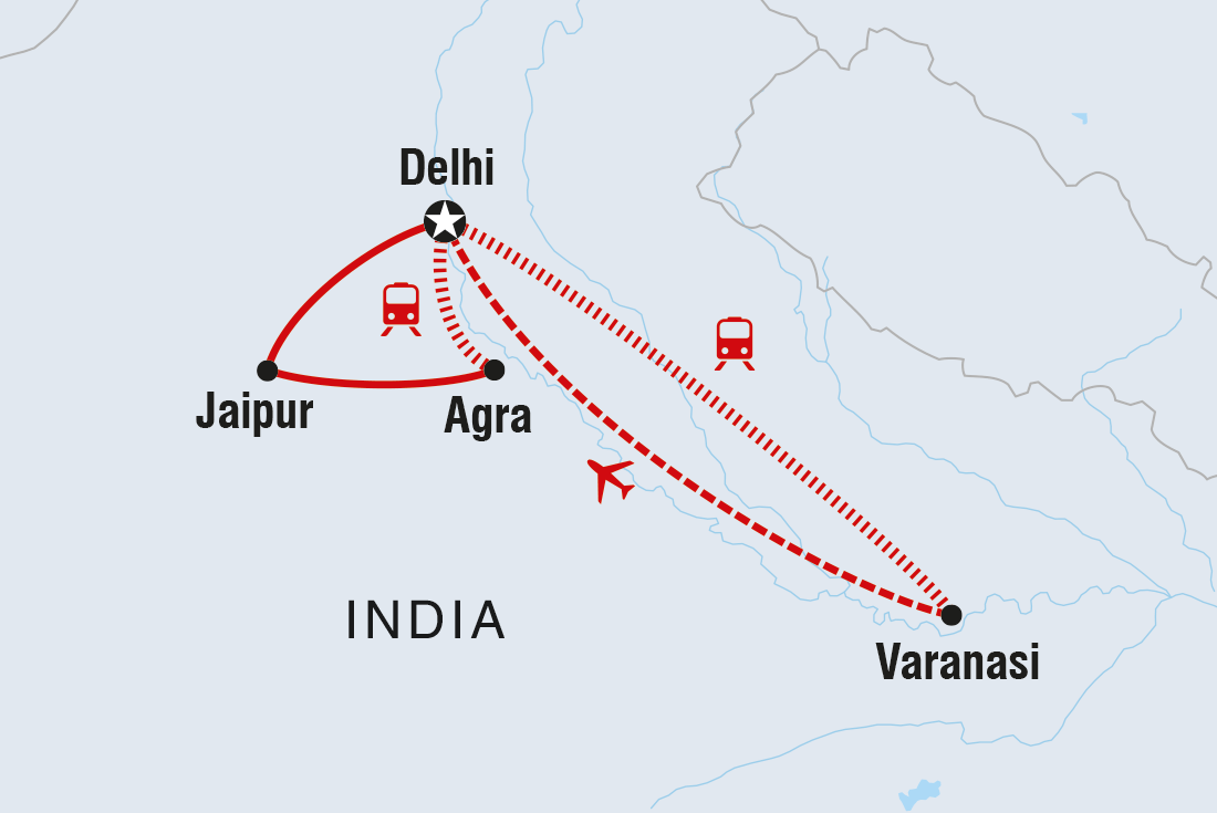 tourhub | Intrepid Travel | North India Highlights | Tour Map