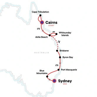 tourhub | G Adventures | Best of Australia | Tour Map