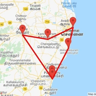 tourhub | Agora Voyages | Cultural Marvels Circuit: Chennai to Pondicherry | Tour Map