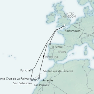 tourhub | Saga Ocean Cruise | The Volcanic Isles | Tour Map