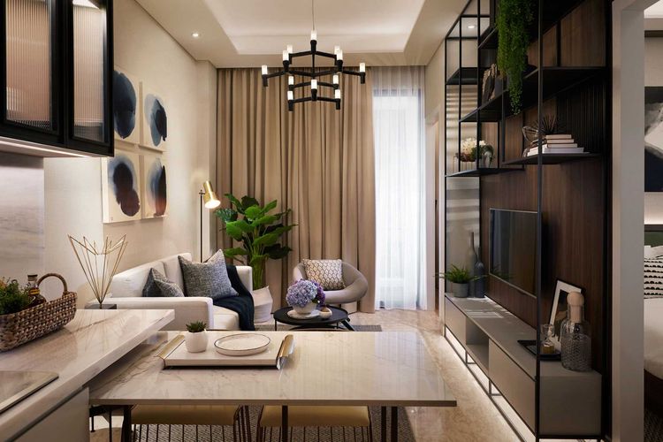 furnitur di desain interior apartemen minimalis