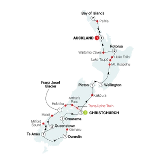 tourhub | AAT Kings | New Zealand Magic | Tour Map